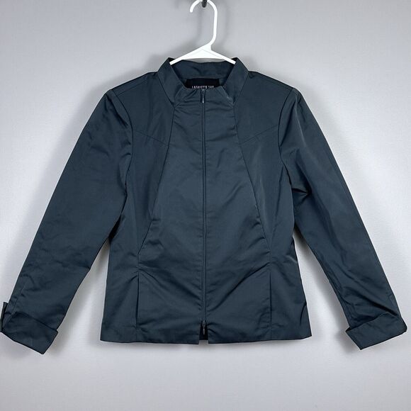 Lafayette 148 Double Zipper Jacket Blazer Women's Size 8 Dark Gray Moto Fitted - Picture 1 of 10